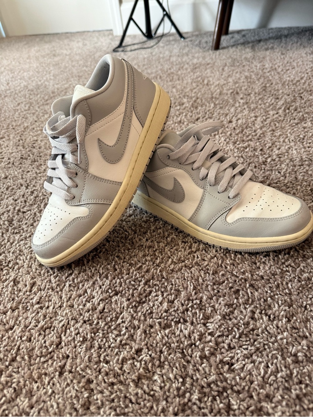 Jordan Low-Top Sneakers in Light Gray and Cream